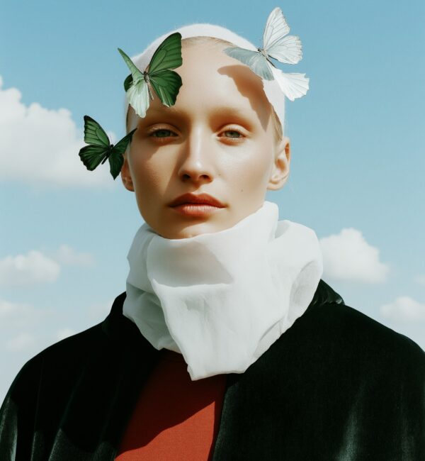 Serene Human with Butterflies Serene Human with Butterflies