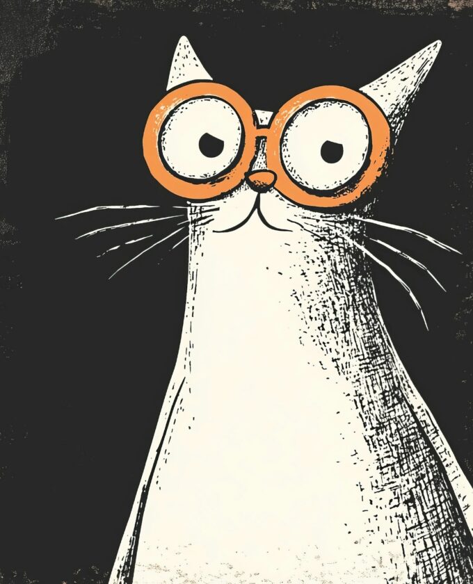 Stylized Cat with Oversized Glasses Stylized Cat with Oversized Glasses