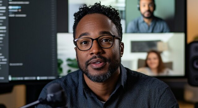 Thoughtful Professional on Video Call